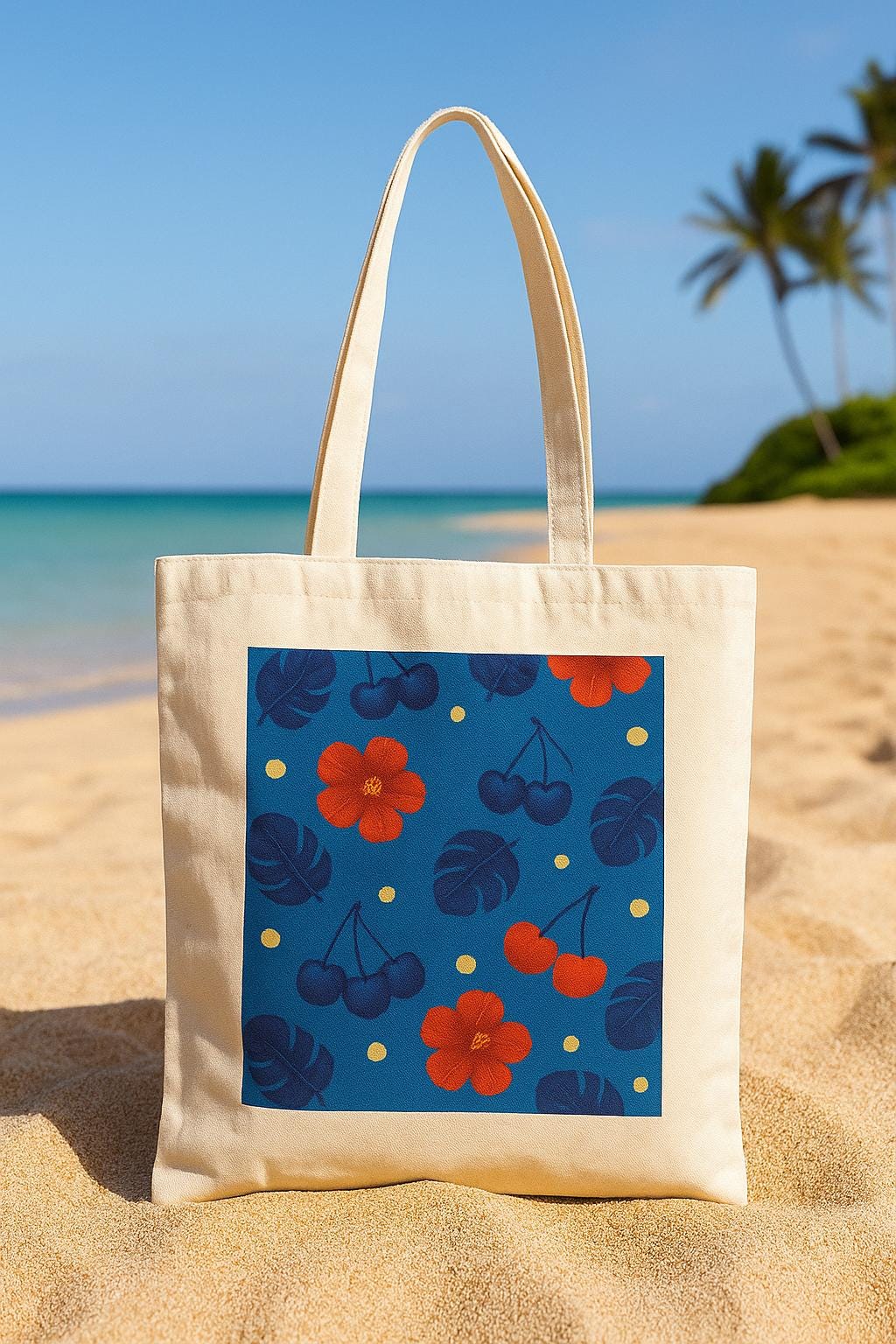 Perle Einkaufstasche, Tropische Blumen Baumwollsegeltuch-Einkaufstasche, wiederverwendbare Einkaufstasche, Strandtasche, umweltfreundliches Geschenk, Sommerzubehör, Einkaufstasche