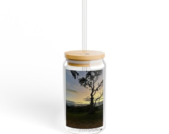 Vaso con sorbo inspirado en la naturaleza, 473 ml / Perfecto para aventuras al aire libre, decoración ecológica para el hogar, regalos para amantes de la naturaleza, tazas de viaje, verano