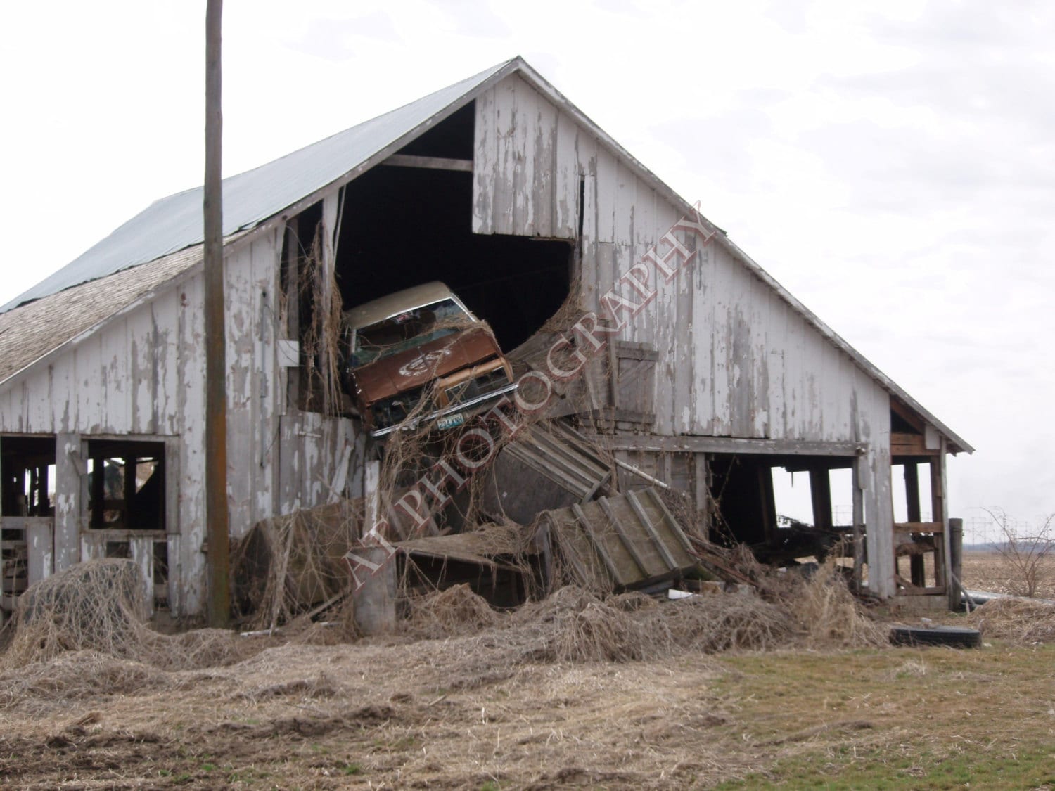 Old Car With Hay in a Hay Loft Old Barn Photo With Makes a Unique