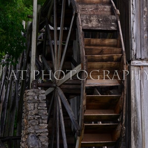 A Old Wooden Water Mill or Grinding Mill wooden water wheel for Wall Art for Home Decor, Country Decor Greeting Card Art for Greeting Cards