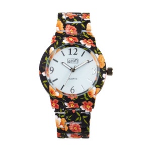 Eton Floral Print, Soft Touch finish Boyfriend Style Watch - 3150L-BK