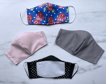 Fitted Fabric Face Masks for Adults & Kids with Adjustable Straps and Filter Pocket - Every Day / Work Face Masks / USA Made