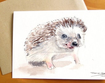 Hedgehog Greetings A6 Greetings card with Craft Paper Envelope, That was Tasty! Hedgehog card, Hedgehog Gifts, Hedgehog Birthday Card,