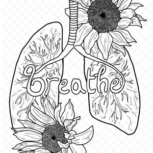 Breathe Colouring Page Printable Coloring Page for Adults | Etsy