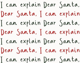 Dear Santa, I Can Explain Fabric by the Yard. Quilting Cotton, Knit, Jersey or Minky. Cute Christmas Fabric, Xmas, Holiday, Red and Green