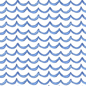 Ocean Waves Fabric by the Yard. Quilting Cotton, Organic Knit, Jersey or Minky. Baby Kids Nautical Nursery Ocean Blue Surf Summer