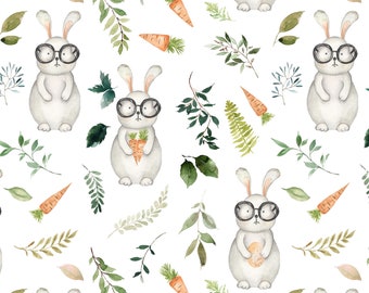 Easter Bunny Fabric by the Yard. Quilting Cotton, Sateen, Organic Knit, Jersey or Minky. Easter Fabric, Rabbit Fabric, Spring, Baby, Kids