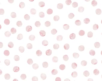 Blush Dots Fabric in Quilting Cotton, Poplin, Organic Knit, Jersey or Minky. Polka Dot, Minimalist, Pale Pink, Girl Nursery
