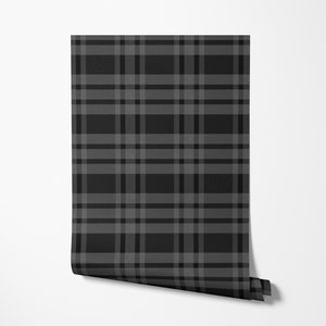Charcoal Black Plaid Wallpaper - Dark Gingham, Moody, Heritage ...