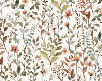 Meadow Rue Fabric by the Yard. Fall Floral, Autumn, Watercolor Floral, Wildflowers. Quilting Cotton, Sateen, Poplin, Minky, Home Decor.