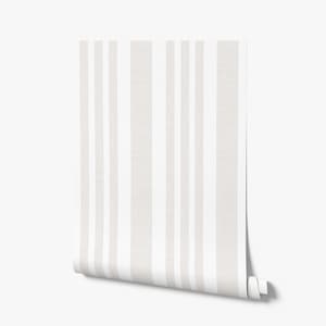 Linen Stripes Wallpaper - Neutral Faux Textured Striped - Peel and Stick Removable and Prepasted Smooth Wallpaper