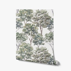 Tree Wallpaper - Vintage Trees, Old World, Nature, Woodland, Gender Neutral Nursery - Peel and Stick Removable Wallpaper