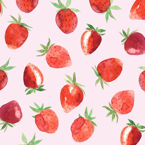 Baby Summer Nursery Watercolor Berry Strawberry Spoonflower Fabric by the Yard 