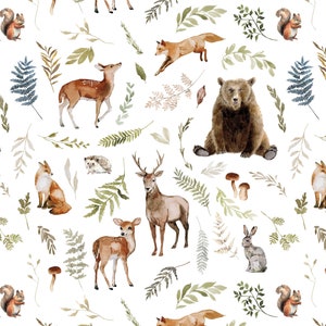 Woodland Storybook Fabric by the Yard. Quilting Cotton, Sateen, Minky, Fleece, Home Decor. Woodland Nursery, Gender Neutral, Whimsical