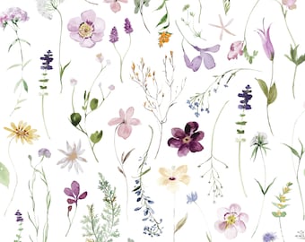 Floral fabric Flowers fabric Pastel fabrics Wildflower fabric