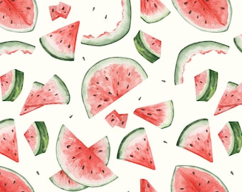 Watermelon Fabric, Watercolor Fruit, Beach, Summer, Home Decor, Cotton Fabric by the Yard