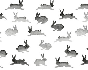 Bunny Silhouette Fabric by the Yard. Quilting Cotton, Organic Knit, Jersey or Minky. Easter Fabric, Bunnies, Spring Fabric, Baby, Rabbit