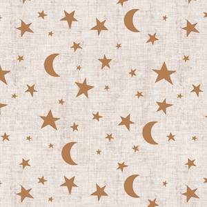 Stars and Moon Fabric - Celestial, Galaxy, Sky, Gender Neutral Nursery - Quilting Cotton, Minky, Fleece, Home Decor Fabric by the Yard
