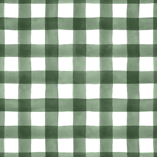 Woodland Dark Green Buffalo Check Plaid Fabric by the Yard. Quilting Cotton, Poplin, Organic Knit, Jersey, Minky. Woods Forest Green