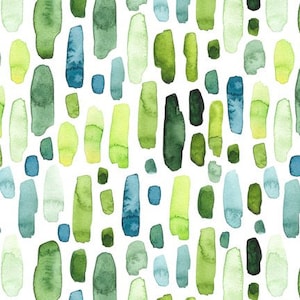 Green Watercolor Stripes Fabric by the Yard. Quilting Cotton, Organic Knit, Jersey or Minky. Abstract, Stripe, Stripes, Lime