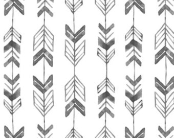 Watercolor Arrows Fabric by the Yard. Quilting Cotton, Knit, Jersey, Minky. Woodland Fabric, Arrow, Monochrome, Tribal, Aztec, Camping