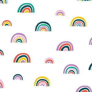 Rainbow Fabric by the Yard. Quilting Cotton, Poplin Organic Knit, Jersey or Minky. Rainbows, Sky, Nursery