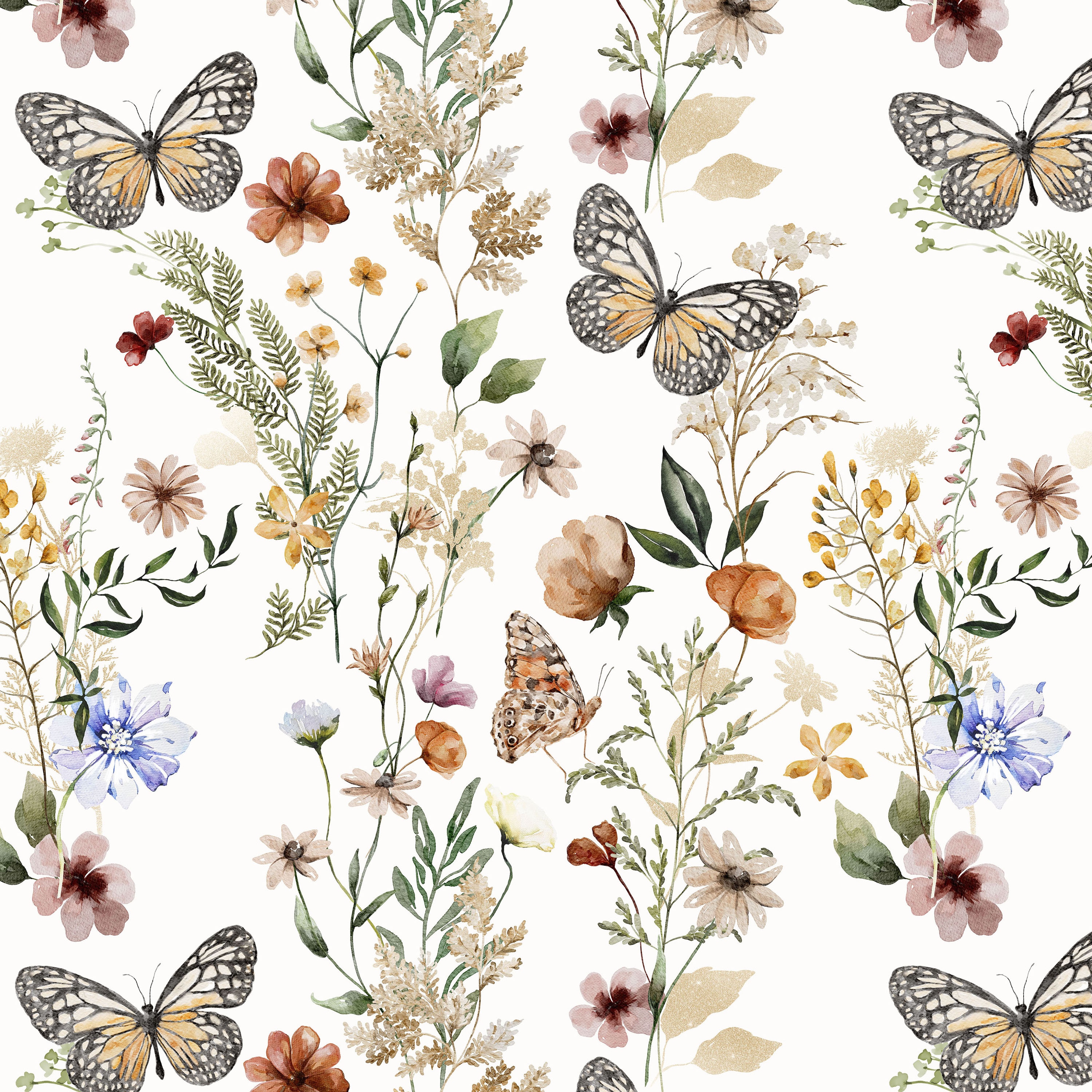 Butterfly and Roses on Geometric Satin Fabric By the Yard Pre Order
