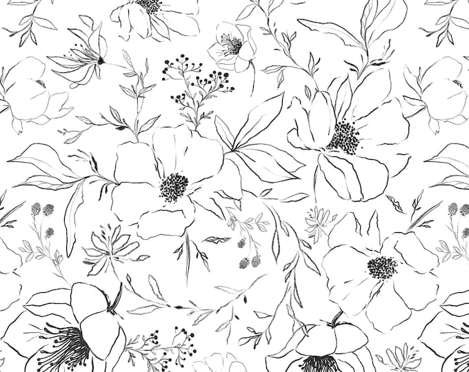 Create Large Floral Arrangement Fabric Moda 1152111, Black and White