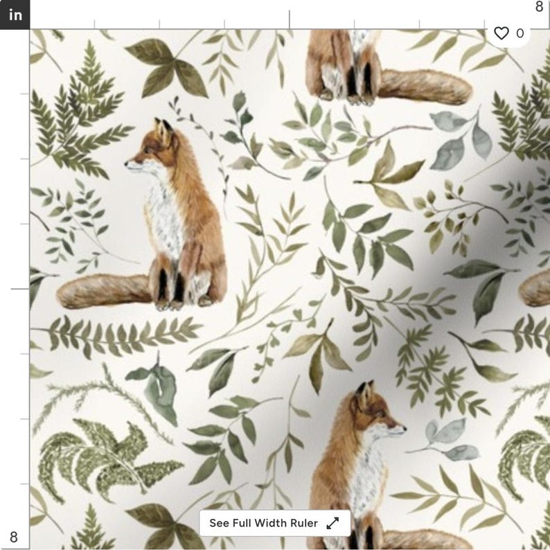May include: A repeating pattern of watercolor foxes and foliage on a cream background. The foxes are depicted in shades of brown and orange, with white bellies. The leaves are in various shades of green and brown, creating a natural, woodland theme.