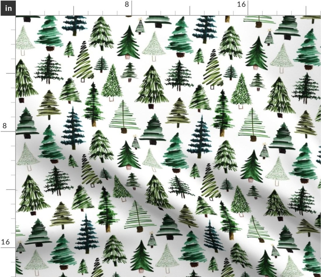 Winter Trees Fabric by The Yard,Retro Jungle Wild Plants Material by The  Yard,Happy New Year Party Decor Fabric Panels for Quilting,White Snow