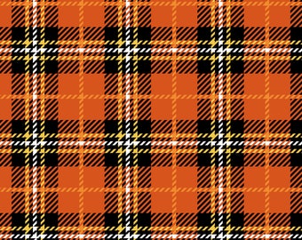 Halloween Plaid Fabric by the Yard. Quilt Cotton, Organic Knit, Jersey or Minky. Autumn, Fall Fabric, Orange, Gingham, Halloween Kids