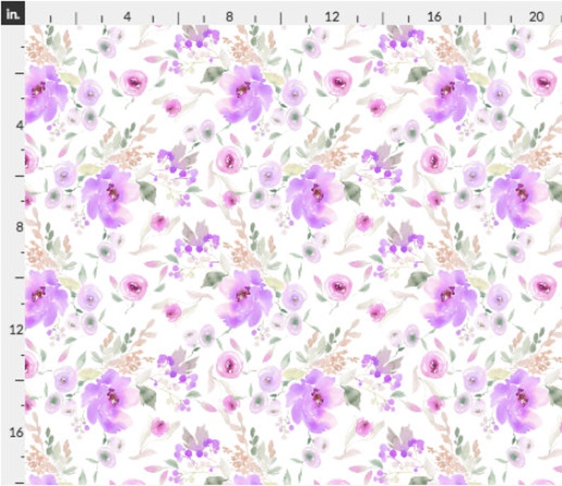 Lavender Floral Fabric by the Yard. Quilt Cotton Knit Etsy