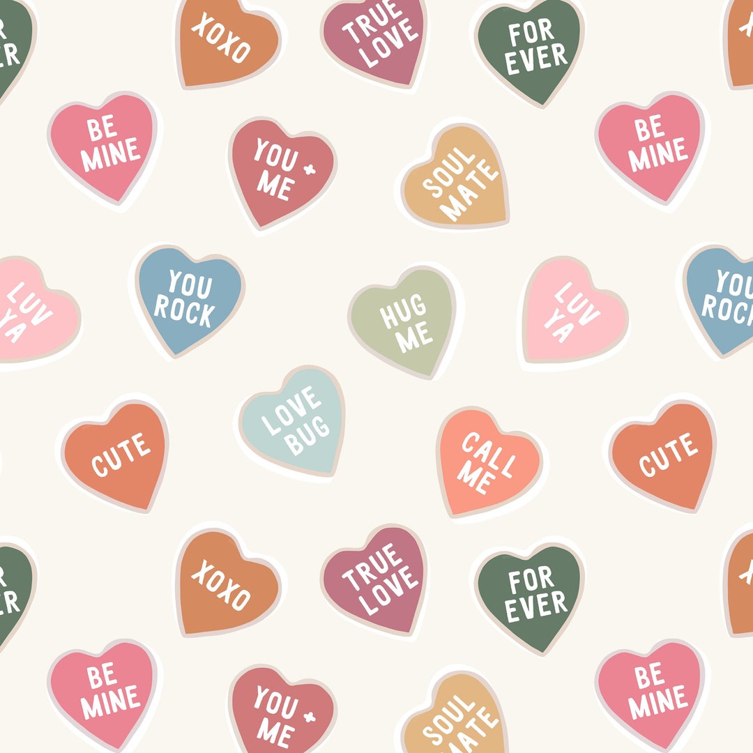 Conversation Candy Hearts Fabric by the Yard. Quilting Cotton, Organic