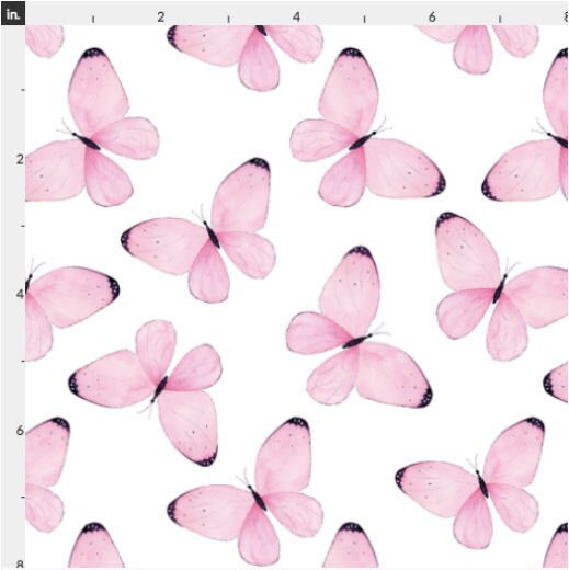 Pink Butterflies Fabric by the Yard. Quilting Cotton Organic Etsy New