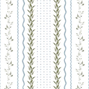 Cottagecore Floral Stripes Fabric by the Yard. Quilting Cotton, Knit, Jersey or Minky. Leaves, Polka Dots, Minimalist, Garden, Striped