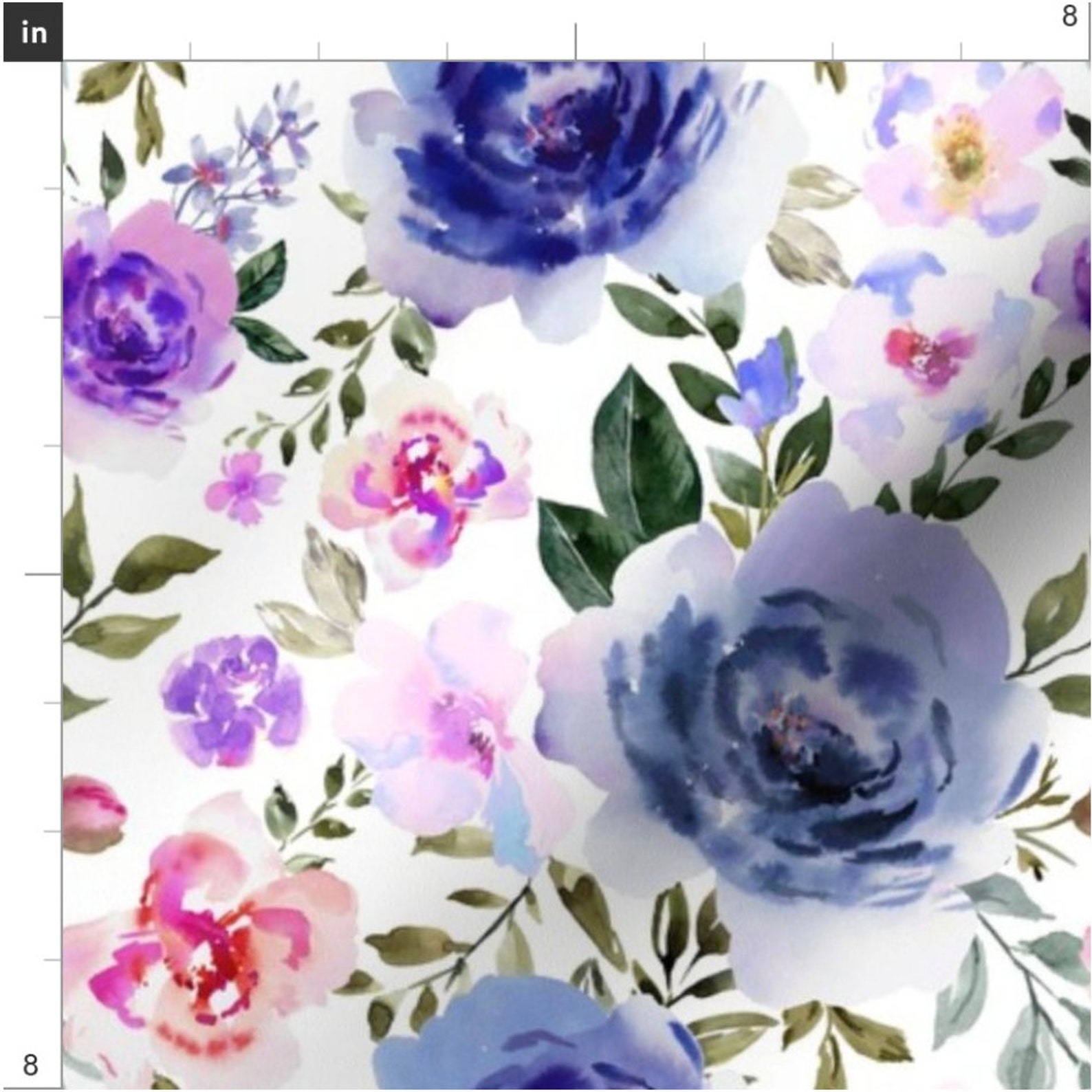 Watercolor Floral Fabric by the Yard - Galaxy Purple Florals, Girl ...