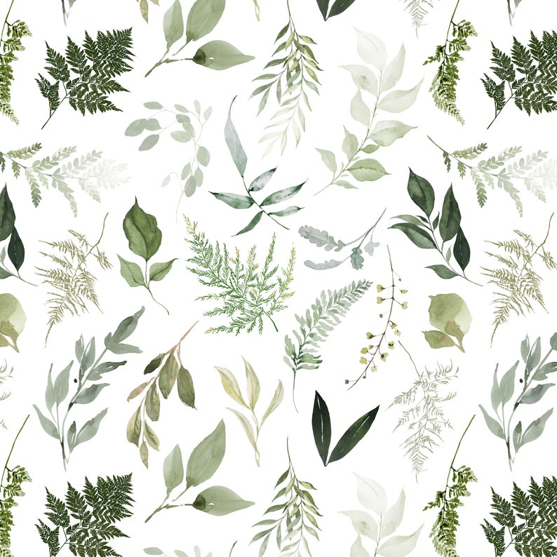 Woodland Leaves Fabric in Quilting Cotton Poplin Organic Etsy