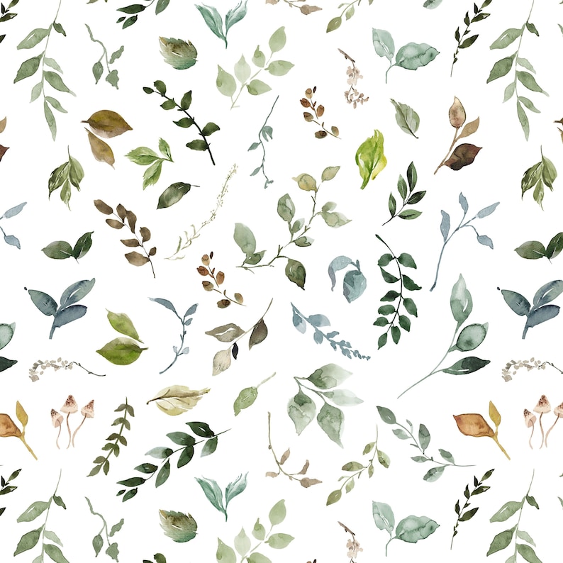 Puede incluir: Un patr&oacute;n sin costuras con ilustraciones de acuarela de varias hojas y ramas verdes y marrones. El patr&oacute;n es perfecto para crear una sensaci&oacute;n natural y org&aacute;nica en cualquier proyecto de dise&ntilde;o.