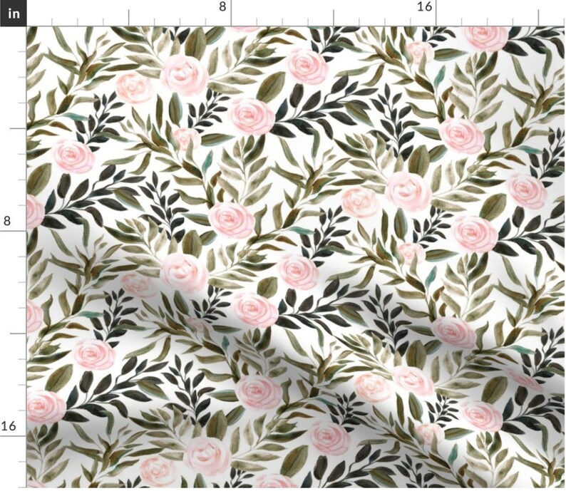 May include: A seamless pattern featuring pink roses and dark green leaves on a white background. The floral design is perfect for fabric, wallpaper, or wrapping paper.