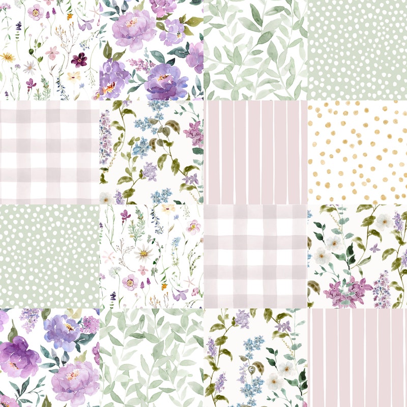 Pre-Cut Satin Floral Print Fabric By Yard | Ready To Ship | Sage Posey main image 1
