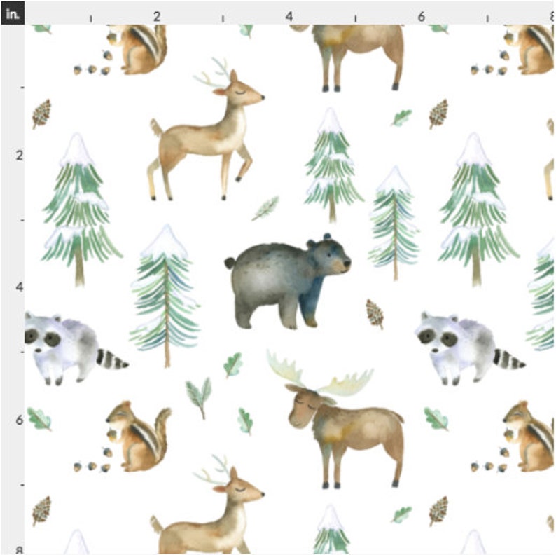 Woodland Forest Fabric by the Yard. Children's Fabric Etsy