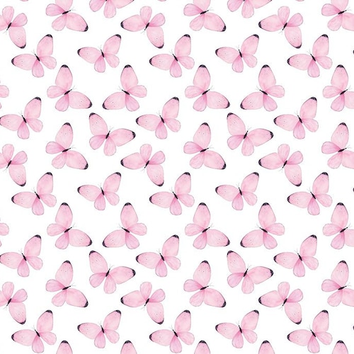 Tissu papillons roses par mètre. Matelassage en coton, tricot biologique, jersey ou minky. Tissu pour enfant, Fille, Papillon, Blush, Rose, Printemps