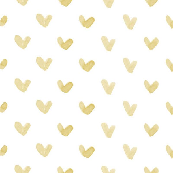 Gold Watercolor Hearts Fabric by the Yard. Quilting Cotton, Organic Knit, Jersey or Minky. Valentine's Day Heart Valentine Love Baby Girl