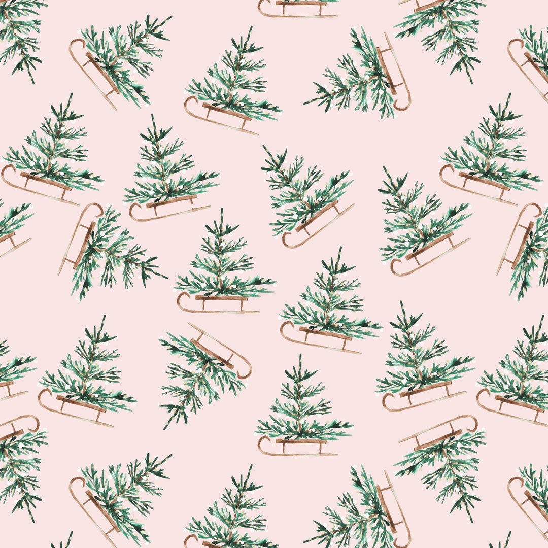Pink Christmas Fabric by the Yard in Quilting Cotton Poplin Etsy