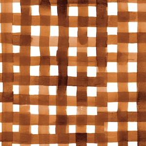 Burnt Orange Plaid Fabric - Halloween, Fall Fabric, Checkered, Autumn - Quilting Cotton, Organic Knit, Minky, Home Decor Fabric by the Yard