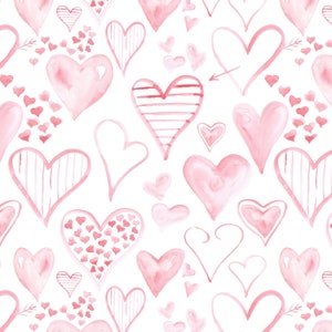 Rosy Pink Hearts Fabric by the Yard. Quilting Cotton, Organic Knit, Jersey or Minky. Valentine, Valentine&#39;s Day, Baby, Heart, Pink, Blush