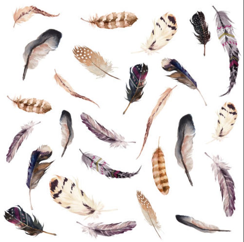 Boho Feathers Fabric by the Yard Feather Bird Bohemian Tribal Etsy