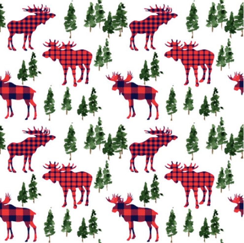Woodland Moose Fabric by the Yard. Quilting Cotton Knit Etsy
