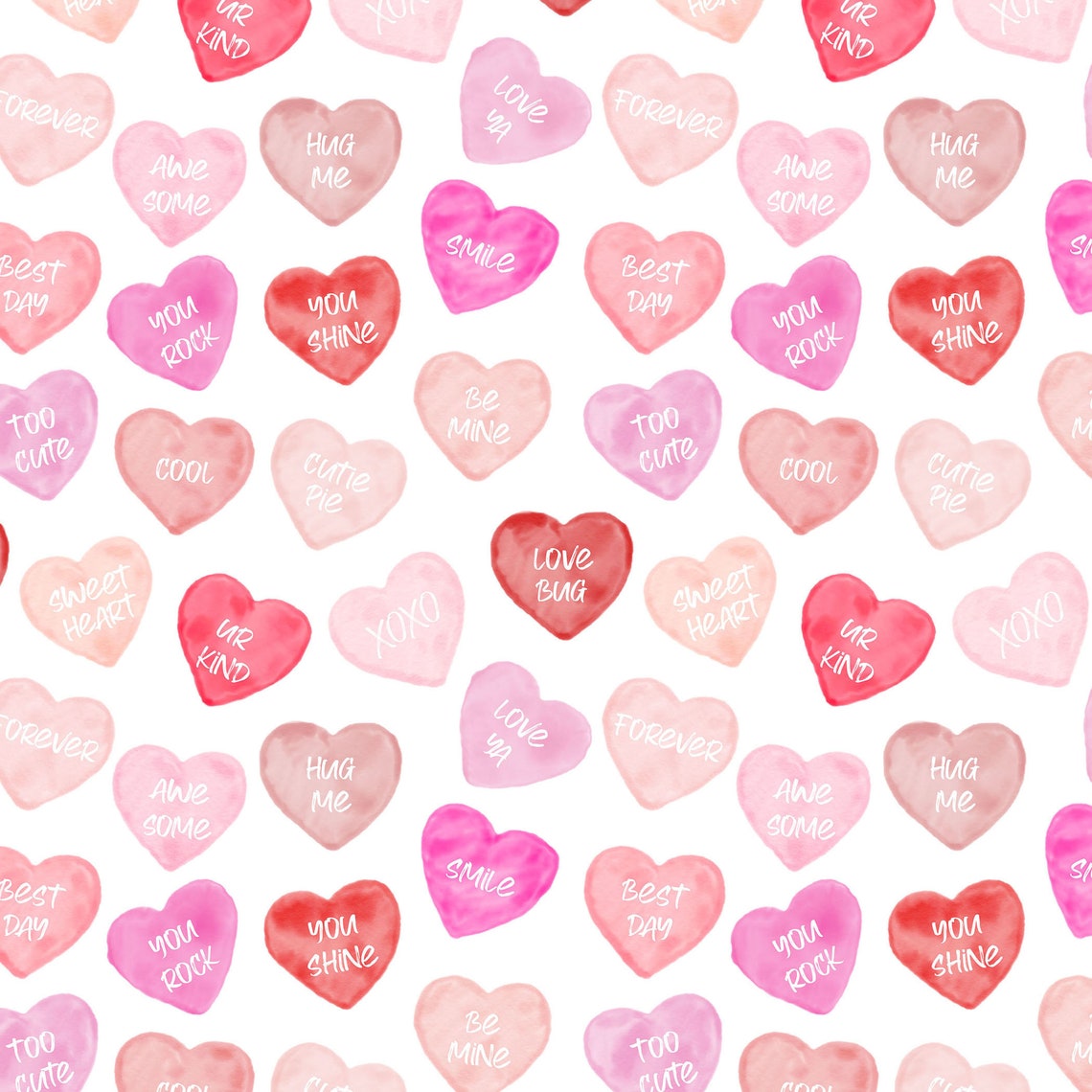 Valentine Candy Hearts Fabric by the Yard. Quilting Cotton Etsy
