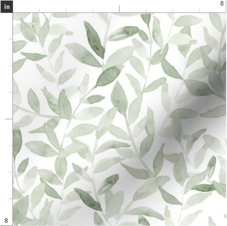 Sage Leaves Fabric by the Yard. Quilting Cotton, Poplin, Knit, Minky, Upholstery. Botanical Nature, Tree, Green image 2